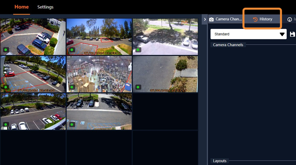 How to Search Footage Using History in COVA - Step 1.jpeg