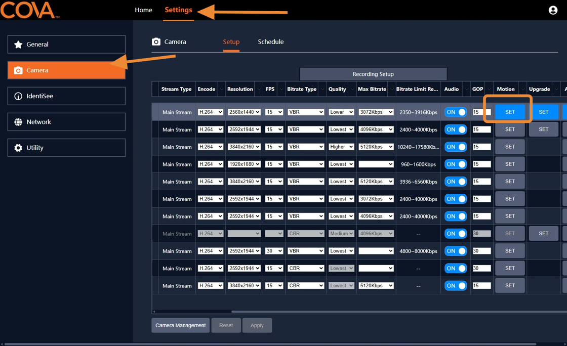 How to Configure Motion Detection in COVA - Step 1.jpeg